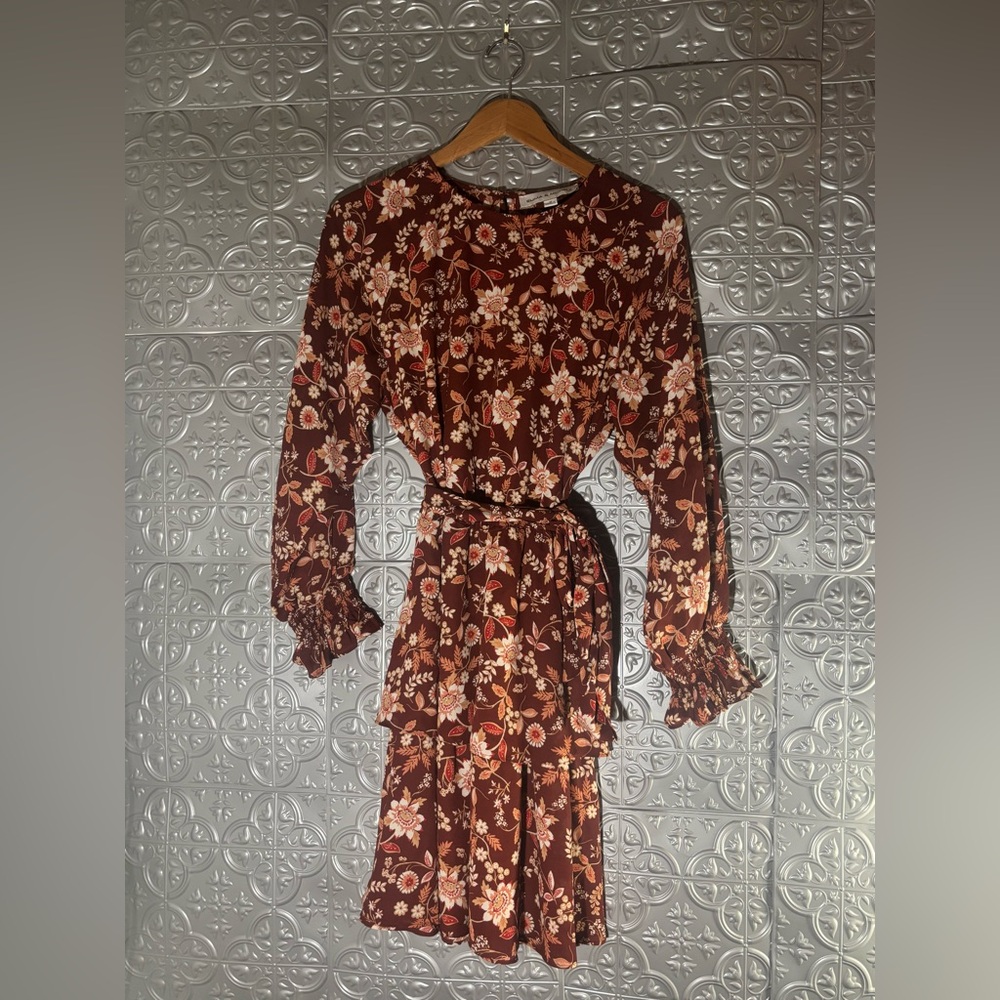Emma & Michele Floral Dress Hippie Bohemian Tiered Ruffle bell Sleeve Festival